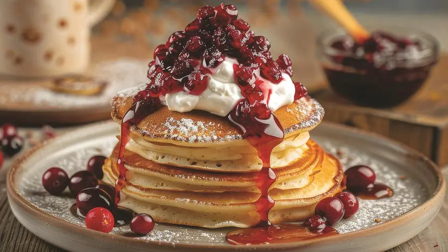 Pancake al kefir con mirtilli rossi