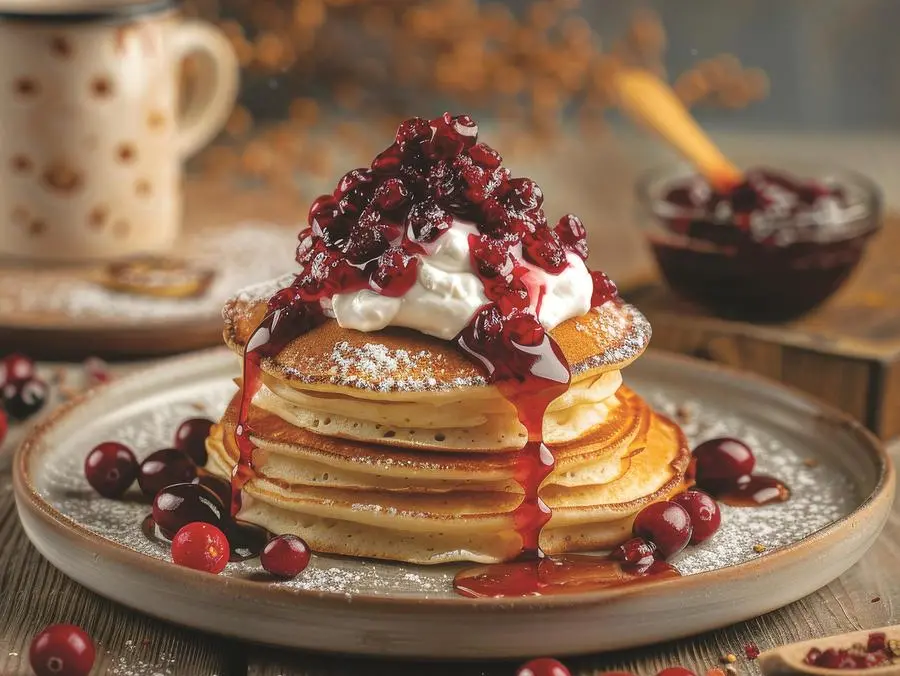 Pancake al kefir con mirtilli rossi