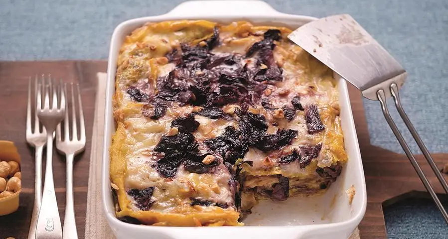 Lasagne integrali con castagne e radicchio