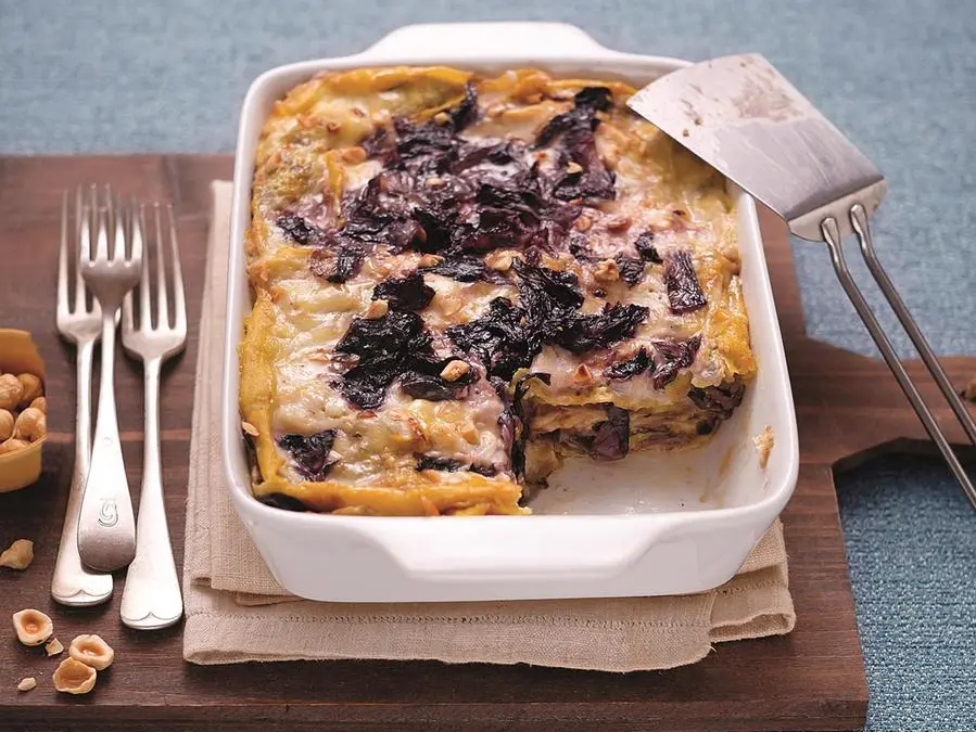 Lasagne integrali con castagne e radicchio