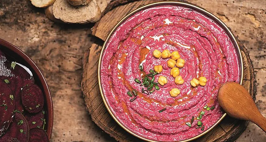 Hummus con barbabietole