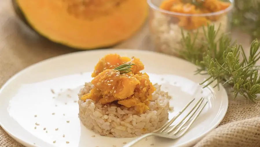 Purè di zucca con riso integrale