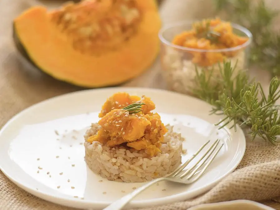 Purè di zucca con riso integrale