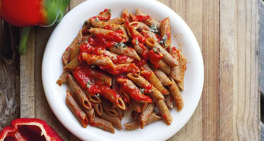 Penne di farro integrale in crema di peperoni